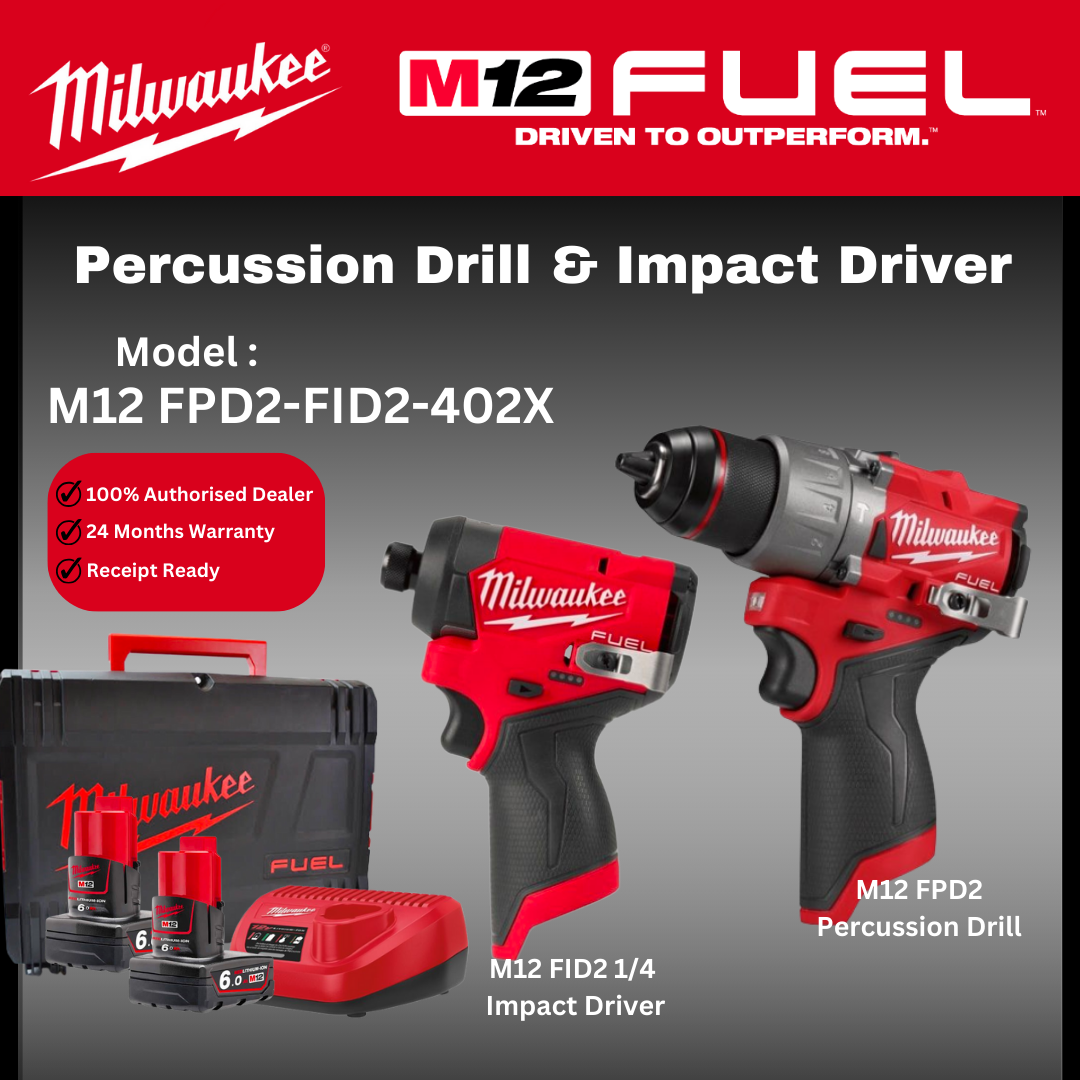 Milwaukee M12 Percussion Drill Impact Driver FPD2 FID2 Impact Drill  and Impact Driver Impact Drill Driver Set